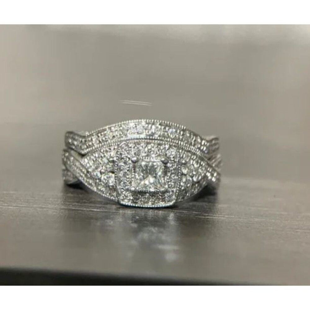 zales princess cut diamond vintage style frame bridal set
